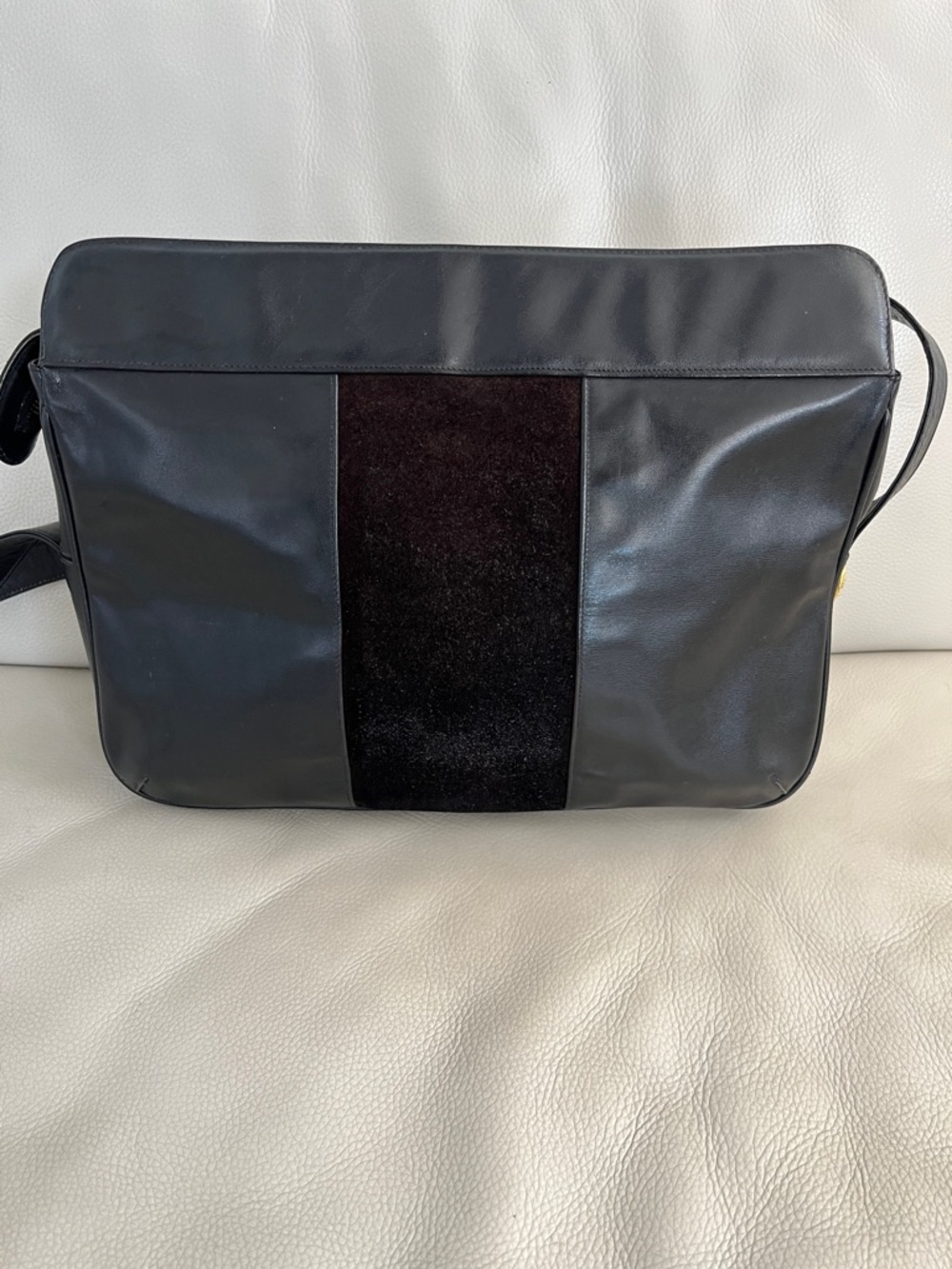 Celine Black Leather Bag with Brown Suede Panels - Picture 3 of 8